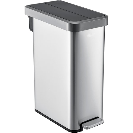 Global Industrial 12 Gallon Stainless Steel Slim Trash Can, Rectangular Butterfly Step-On 641445SS
